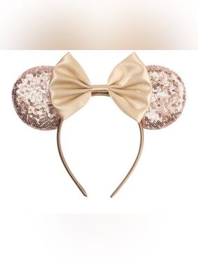 Gold Sequin Minnie Ear Headband with Bow
